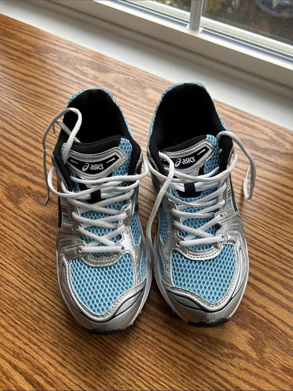 ASICS Kids Light Blue and Silver Athletic Sneakers